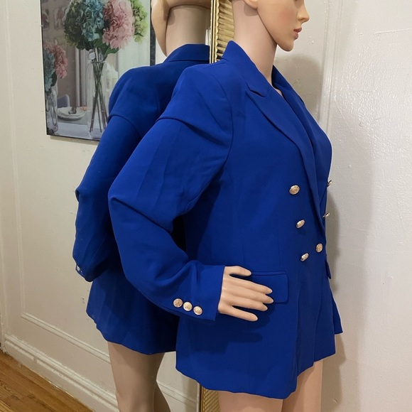 Marled Royal Blue Double-Breasted Blazer - Picture 9 of 15